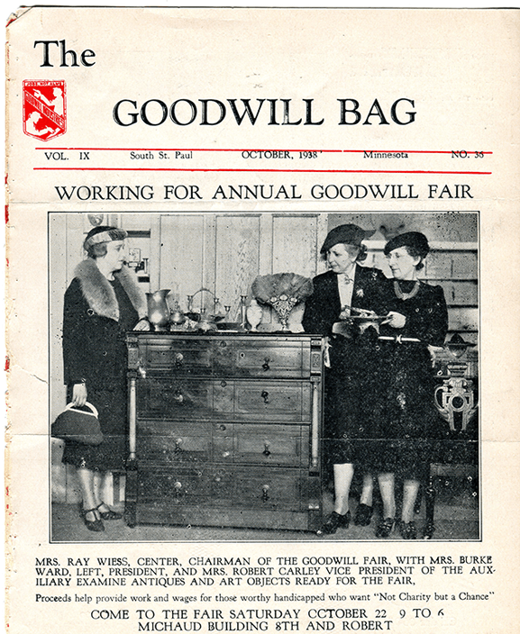 Photo of monthly newsletter named "The Goodwill Bag"
