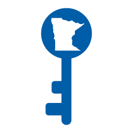 Illustration of a key with the shape of the state of Minnesota inside it.