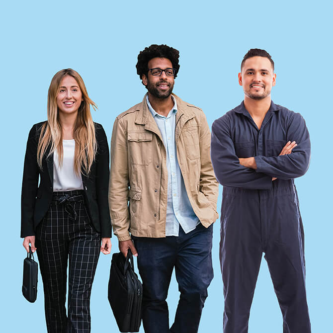 3 individuals smiling and standing.