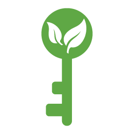 Illustration of a key with the shape of a plant inside it.