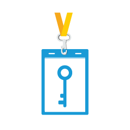 Illustration of a key inside an ID badge