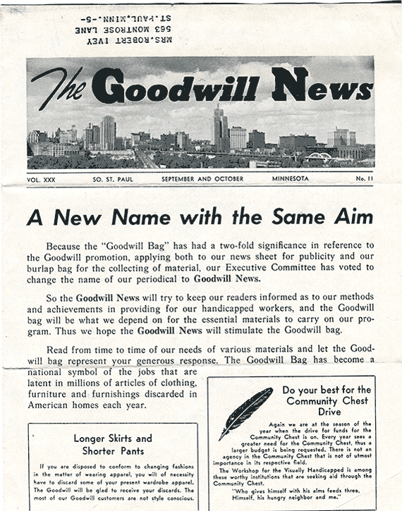 Photo of The Goodwill News letter publication