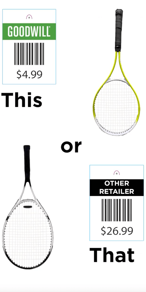 This or That Goodwill $4.99 Other Retail $26.99 tennis rackets