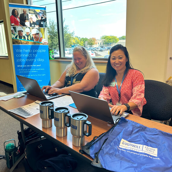 volunteers at job fair event