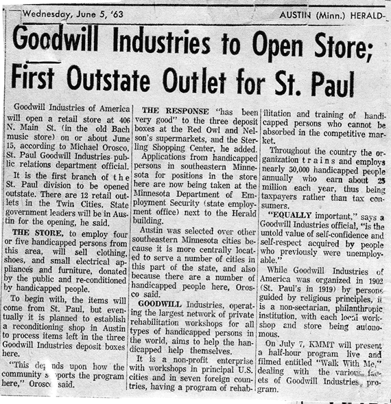 Image of news paper about the opening of the outlet store in Austin.