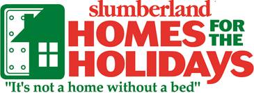 Slumberland logo that states "Home for the Holidays"