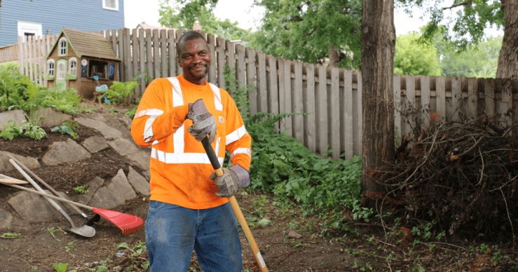 Ramone working in yard