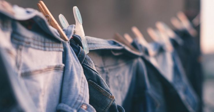 Photo of denim hanging from clothesline