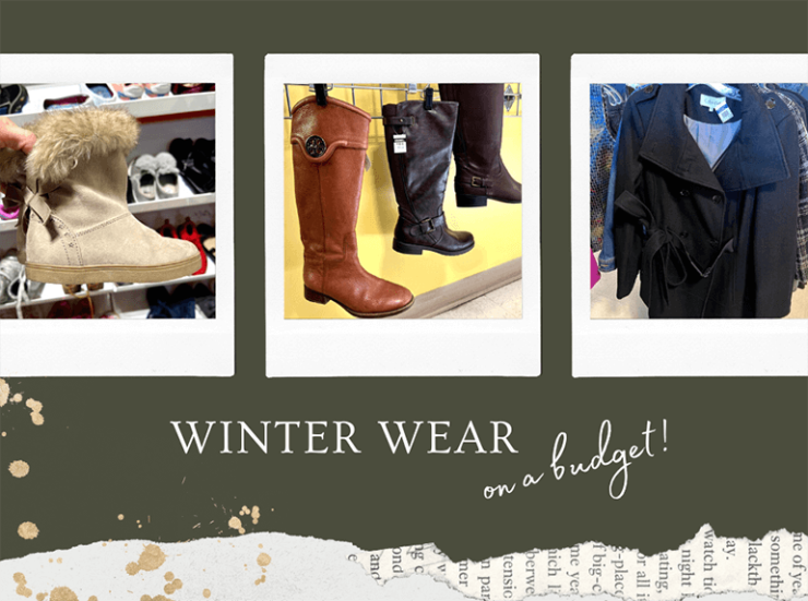 Photo of different types of winter boots and coats.